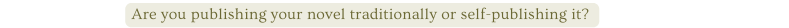 Are you publishing your novel traditionally or self publishing it